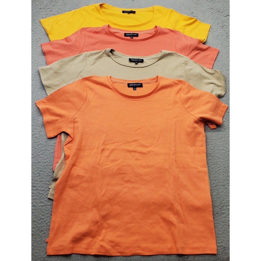 Lot Of 4 Jones New York T-Shirt Womens 1X Multi Short Sleeve Crew Neck Pullover